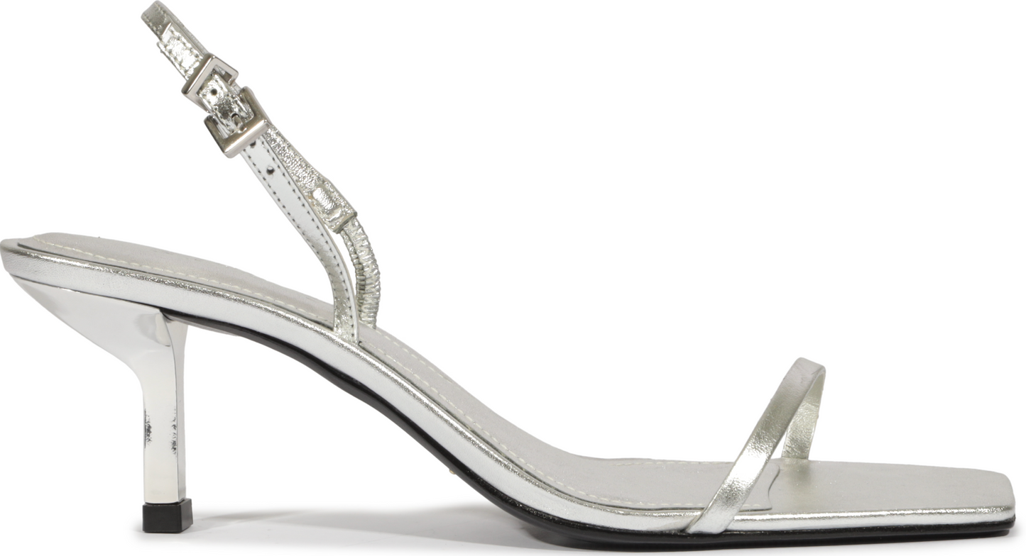 Judith Mid Heel Sandal - Silver