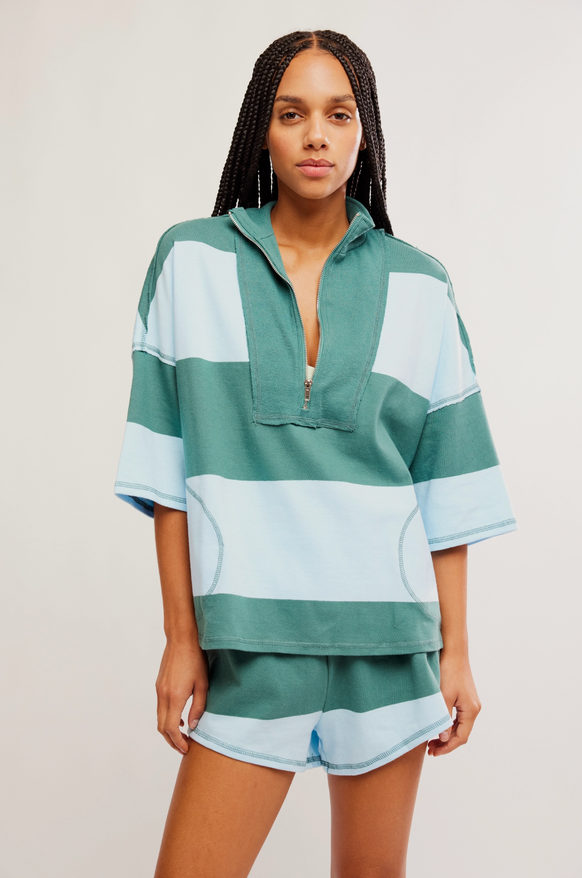 Free People Retro Rugby Set - Heritage Green Combo