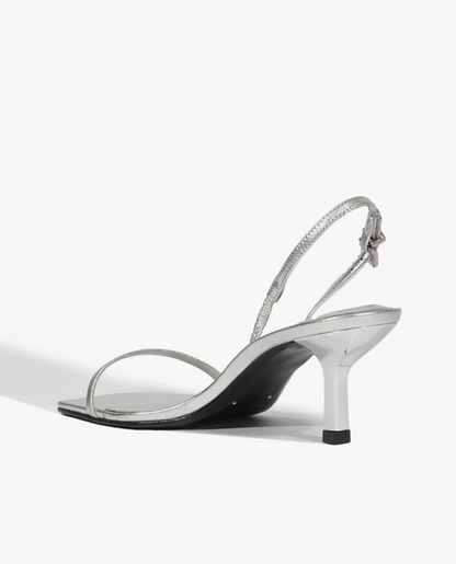 Judith Mid Heel Sandal - Silver