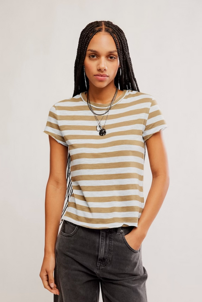 Free People Nora Tee Shirt - Green Combo