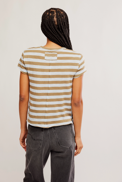 Free People Nora Tee Shirt - Green Combo