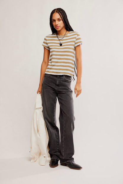 Free People Nora Tee Shirt - Green Combo