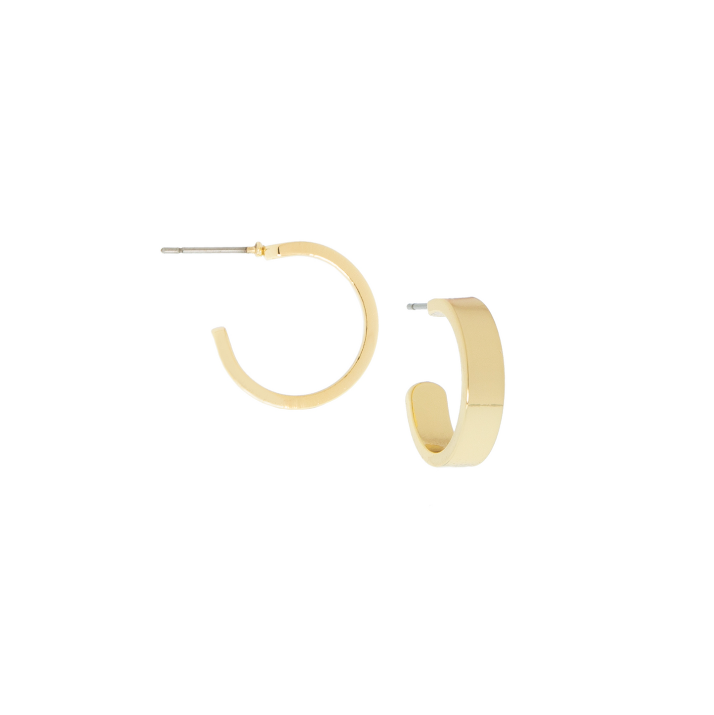 0.75" Flat Post Hoop Earring - Gold