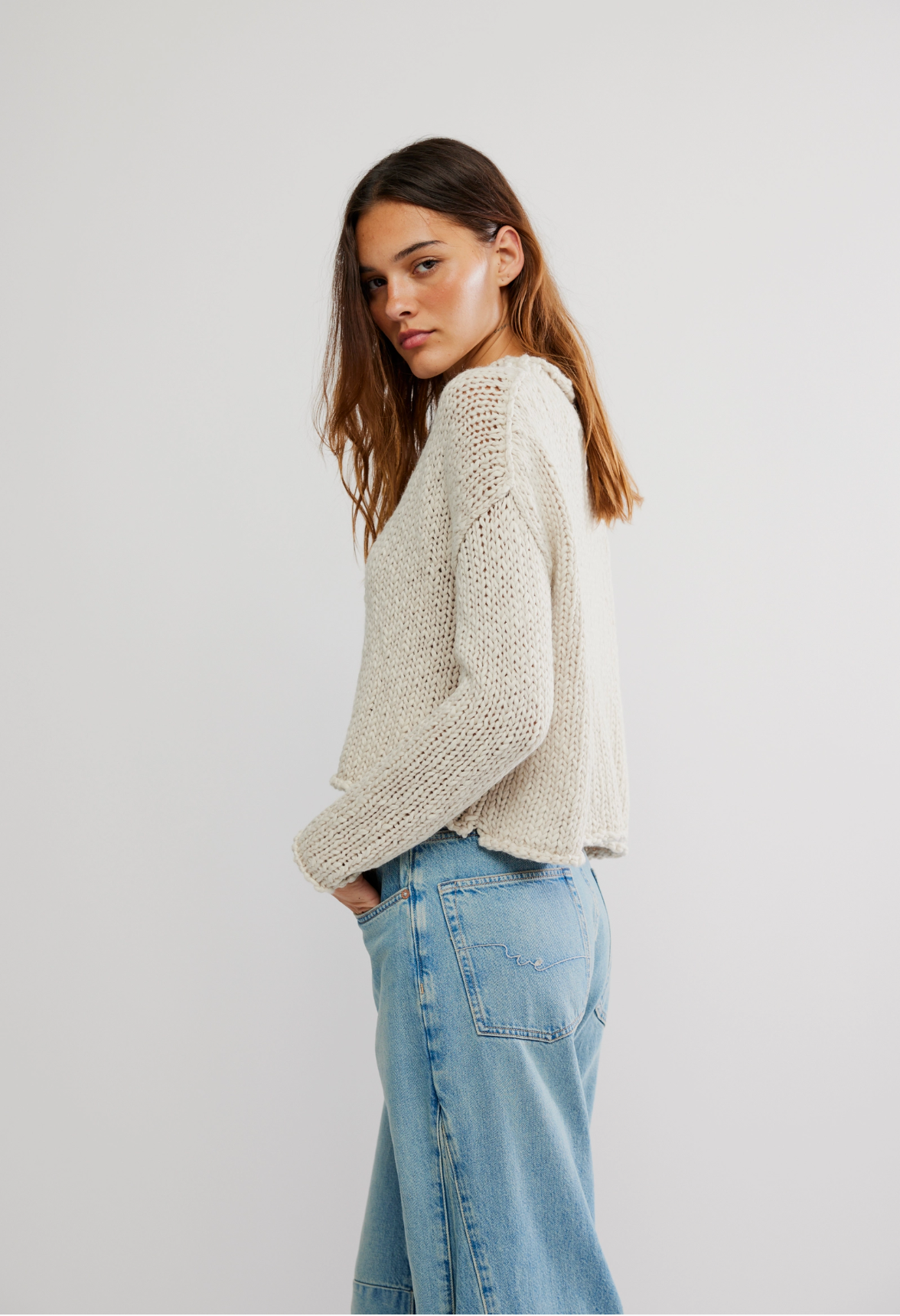 Free People Opal Rollneck Knit Sweater - Tea