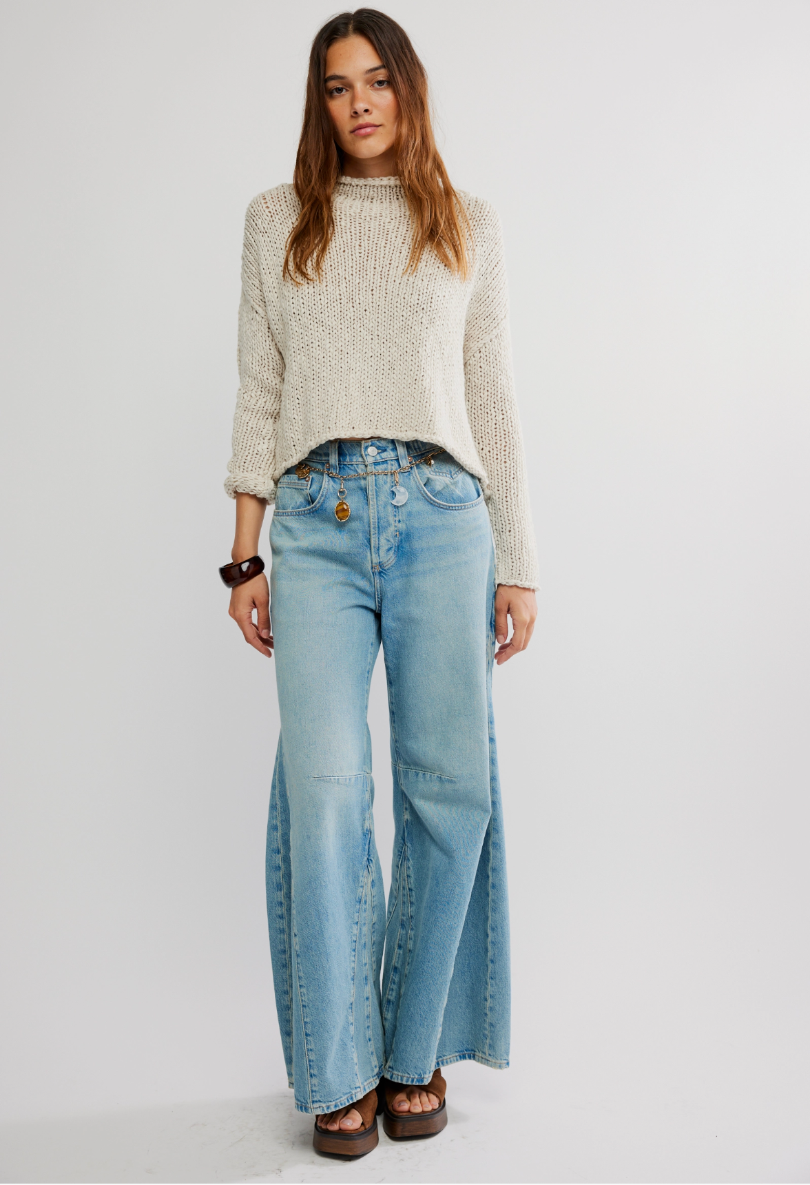 Free People Opal Rollneck Knit Sweater - Tea