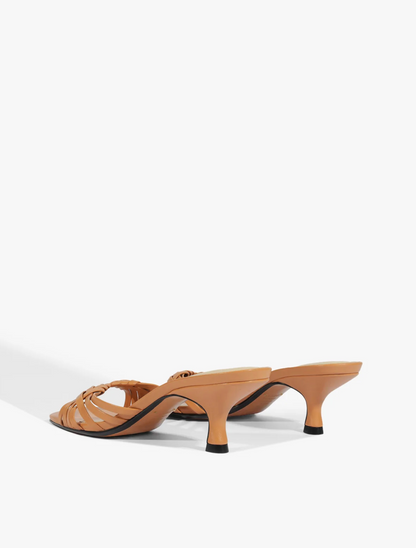 Tara Mule Mid Heel Sandal - Earth Clay