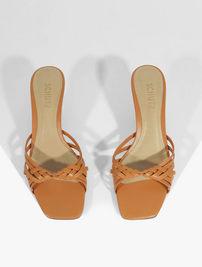 Tara Mule Mid Heel Sandal - Earth Clay