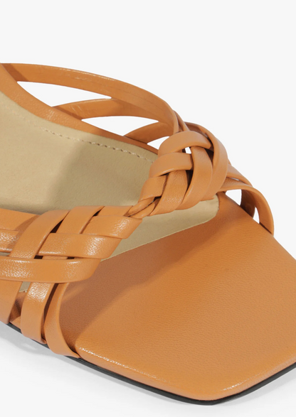Tara Mule Mid Heel Sandal - Earth Clay