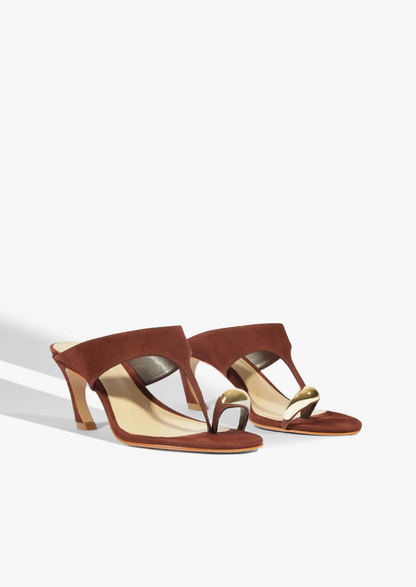 Maisie Mid Heel Sandal - Chestnut Brown