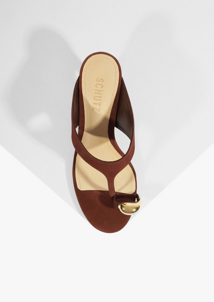 Maisie Mid Heel Sandal - Chestnut Brown