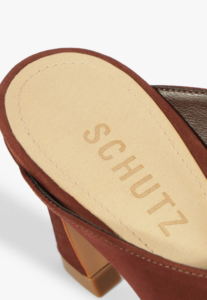 Maisie Mid Heel Sandal - Chestnut Brown