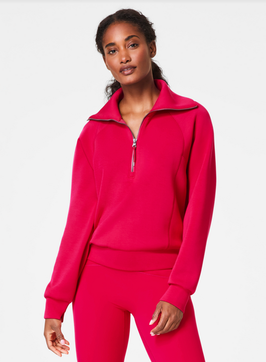 Spanx AirEssentials Half Zip Sweatshirt - Fuchsia