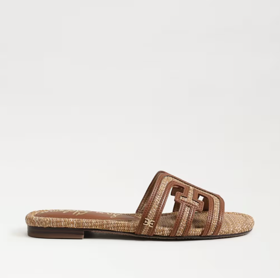 Sam Edelman Bay Multicolor Slide Sandal - Twany Tan Faux Raffia