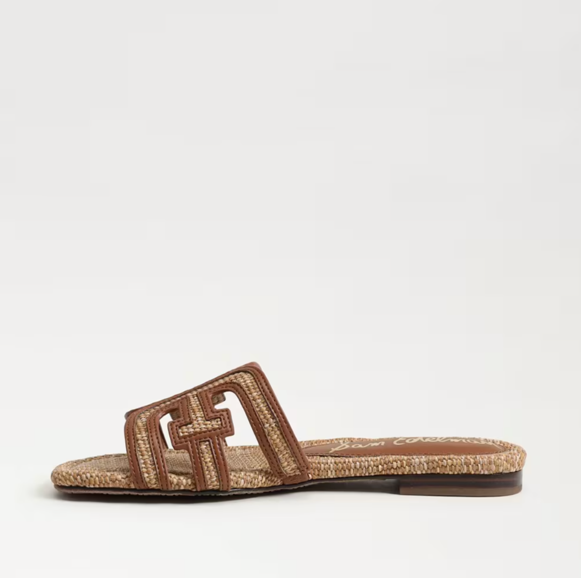 Sam Edelman Bay Multicolor Slide Sandal - Twany Tan Faux Raffia