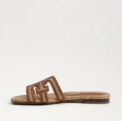 Sam Edelman Bay Multicolor Slide Sandal - Twany Tan Faux Raffia