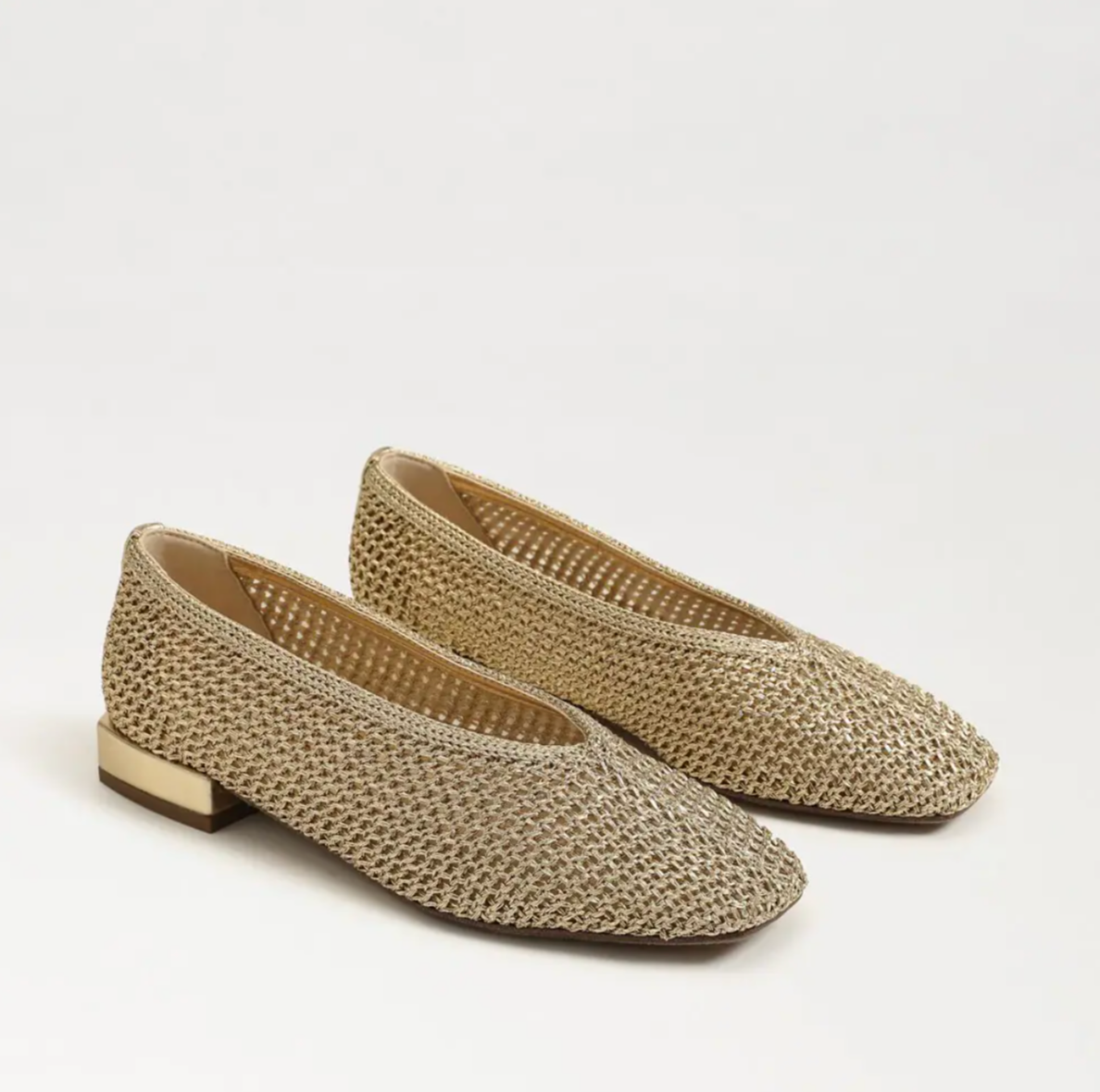 Sam Edelman Kasey Knit Ballet Flat - Amber Gold Woven Fabric