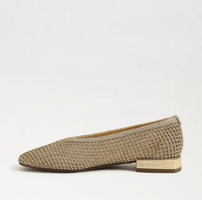 Sam Edelman Kasey Knit Ballet Flat - Amber Gold Woven Fabric