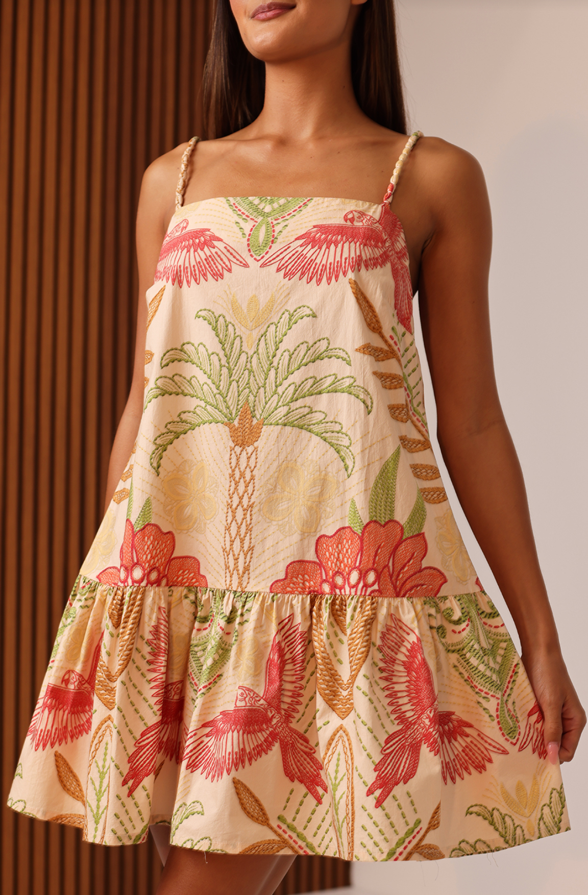 Scarlett Mini Dress - Stitchwork Hibiscus