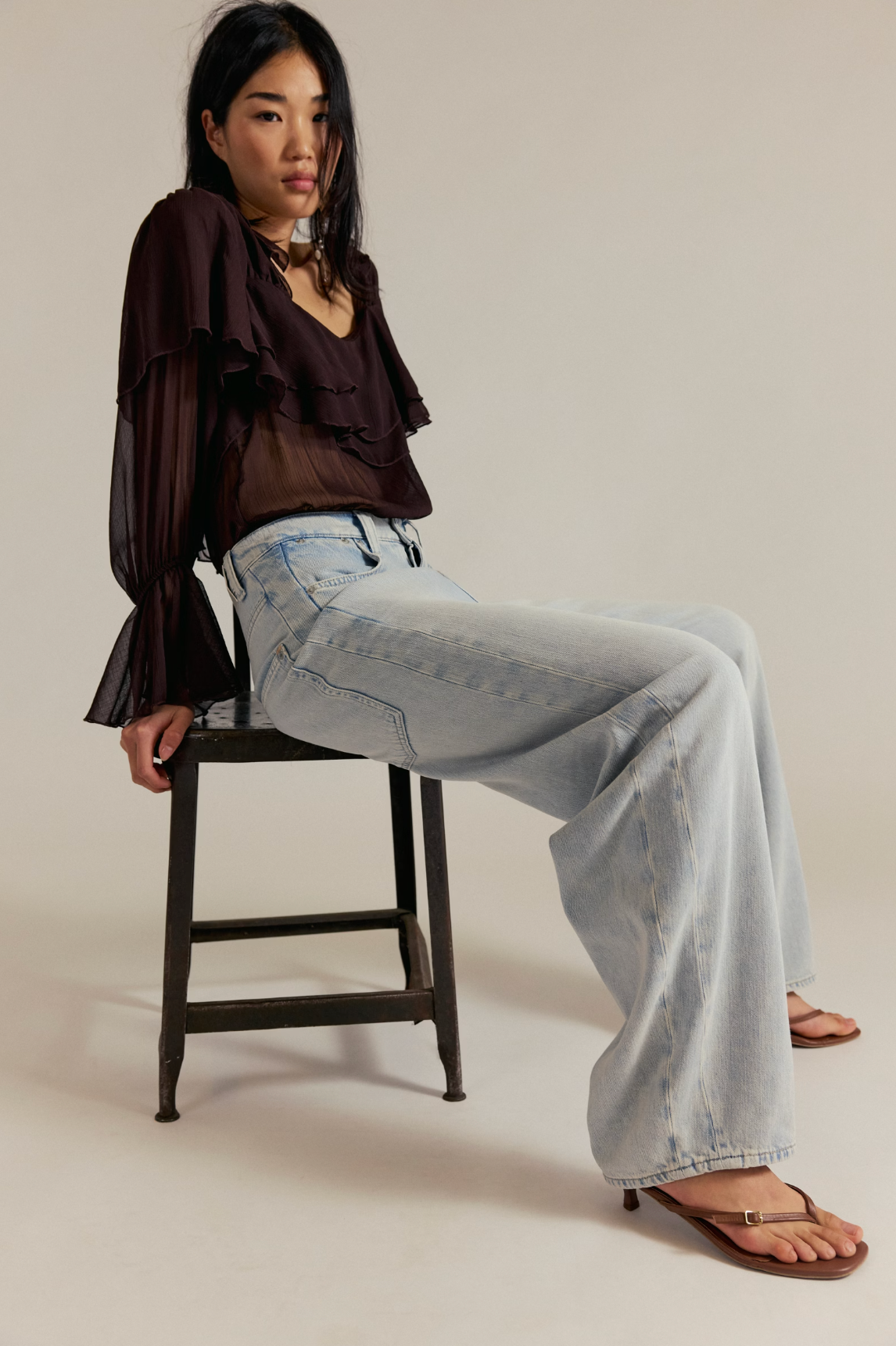 Free People Truro Baggy Puddle Jean - Beach Please