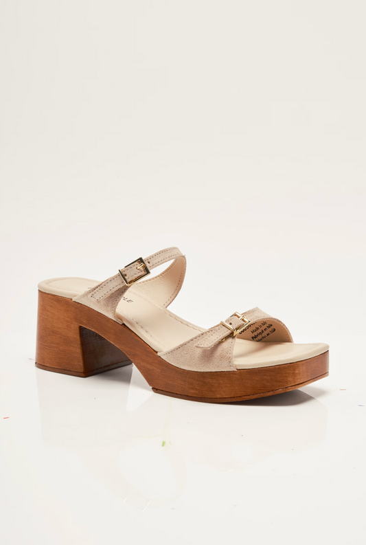 Free People Beck Buckle Clog Sandal - Sunstone Sand Suede