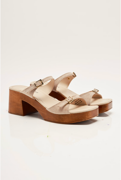 Free People Beck Buckle Clog Sandal - Sunstone Sand Suede