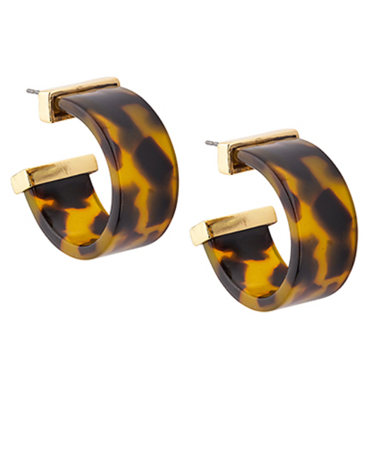12mm Wide Hoop Earrings - Tortoise