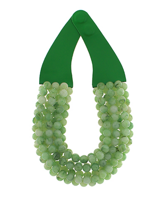 Marble Ball Beaded Necklace - Olive