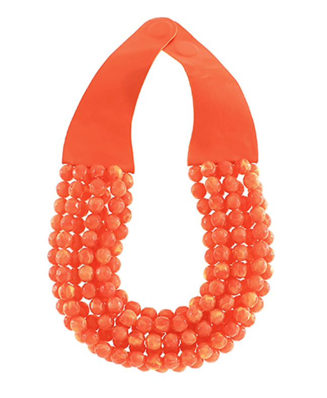 Faceted Bead Necklace - Coral