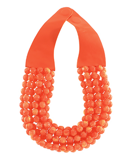 Faceted Bead Necklace - Coral
