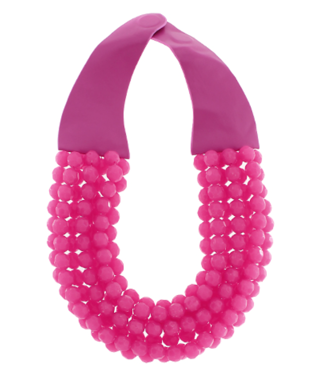 Faceted Bead Necklace - Fuchsia