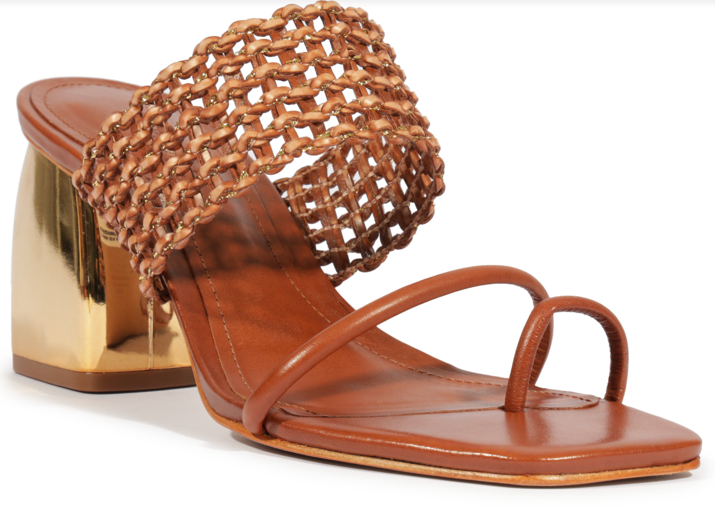 Aberdeen Mid Block Heel Sandal - Cognac