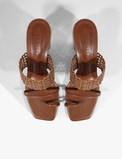 Aberdeen Mid Block Heel Sandal - Cognac