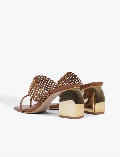 Aberdeen Mid Block Heel Sandal - Cognac