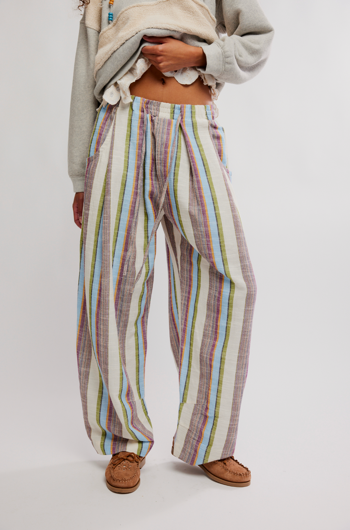 Chambers Laidback Pull-On Pants - Ivory Combo Stripe