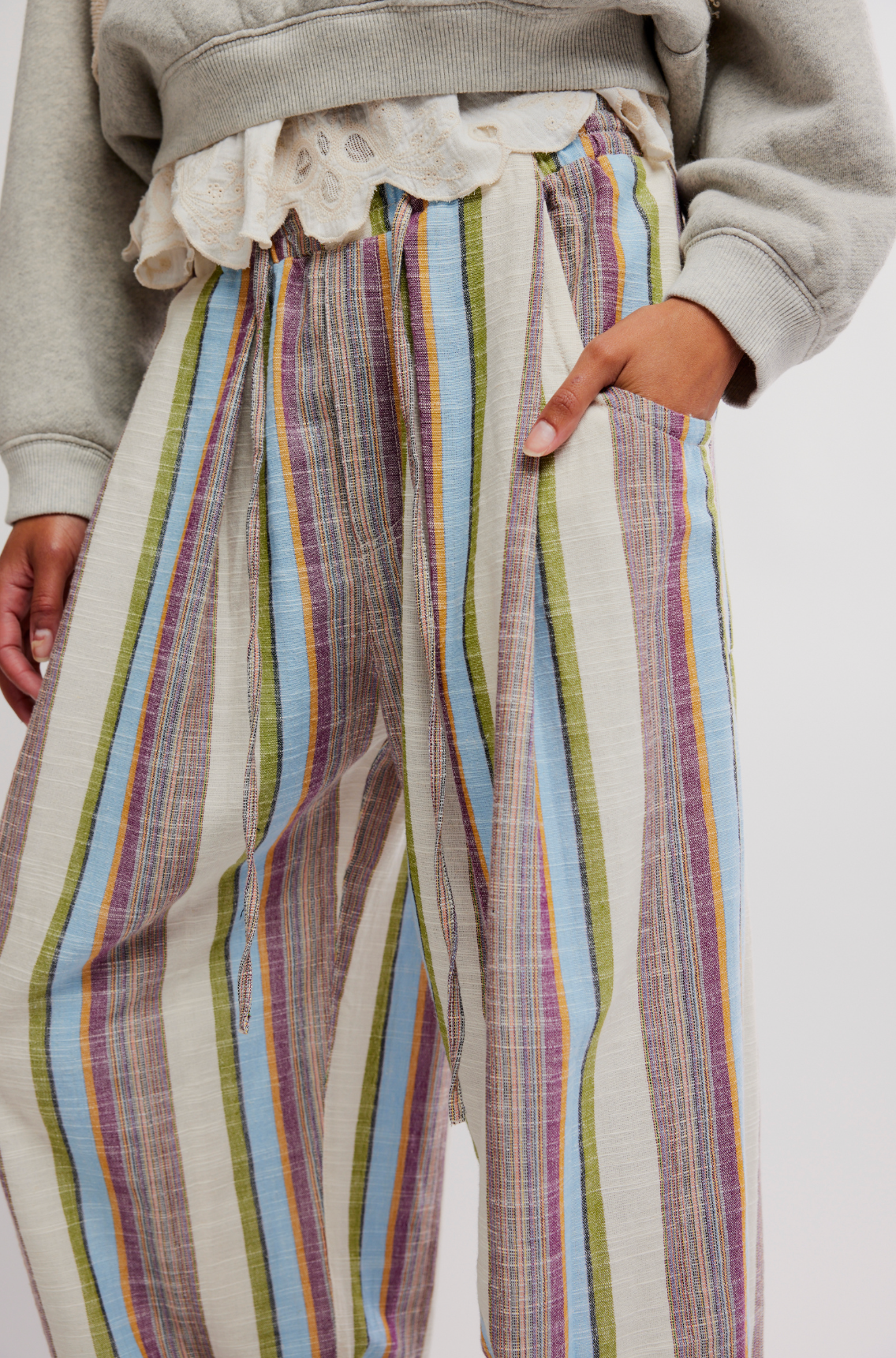 Chambers Laidback Pull-On Pants - Ivory Combo Stripe