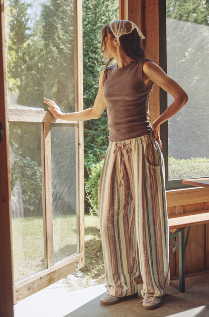 Chambers Laidback Pull-On Pants - Ivory Combo Stripe