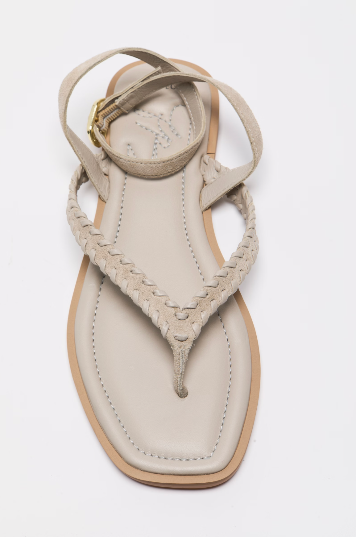 Free People Waverly Whipstitch Thing Sandal - Sunstone Sand Suede Combo