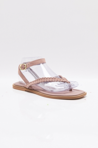 Free People Waverly Whipstitch Thing Sandal - Pearl Blush Suede Combo
