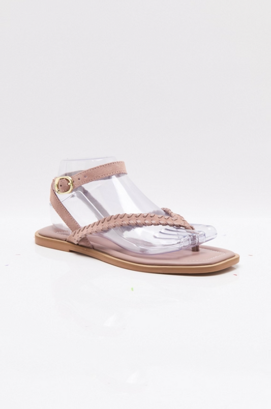 Free People Waverly Whipstitch Thing Sandal - Pearl Blush Suede Combo