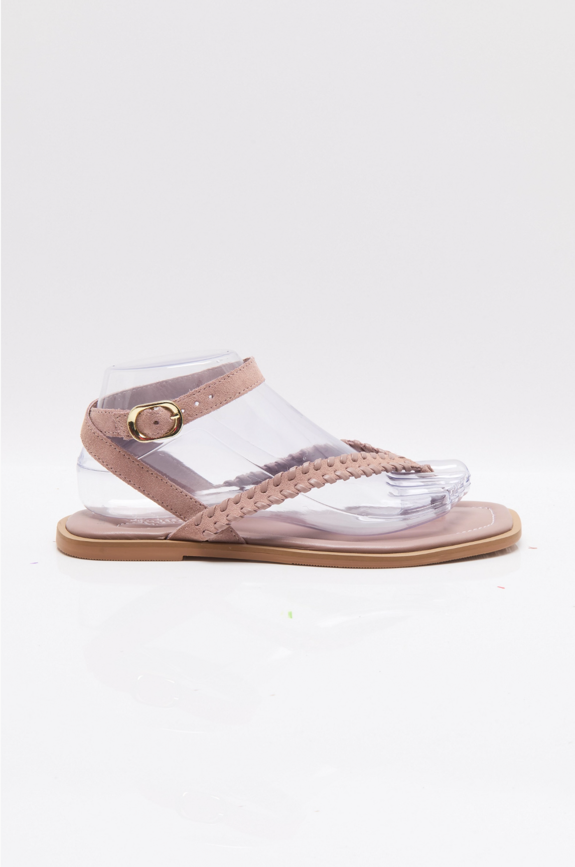Free People Waverly Whipstitch Thing Sandal - Pearl Blush Suede Combo