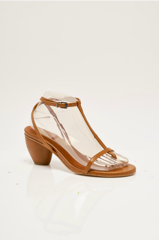 Free People La La Land Strappy Heels - Tan Leather