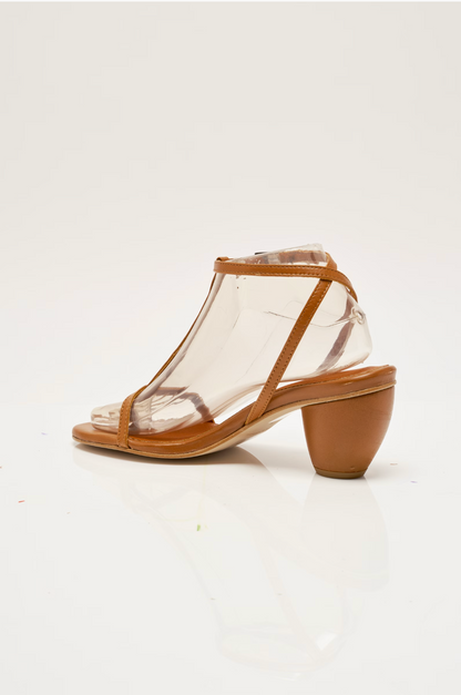 Free People La La Land Strappy Heels - Tan Leather
