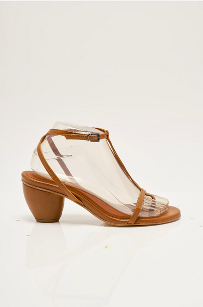 Free People La La Land Strappy Heels - Tan Leather