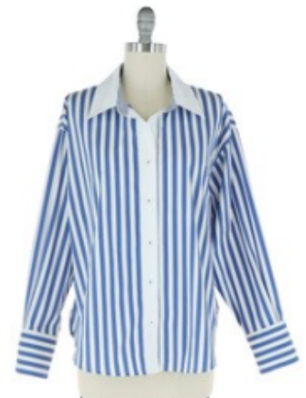 Striped Poplin Shirt - Blue/White