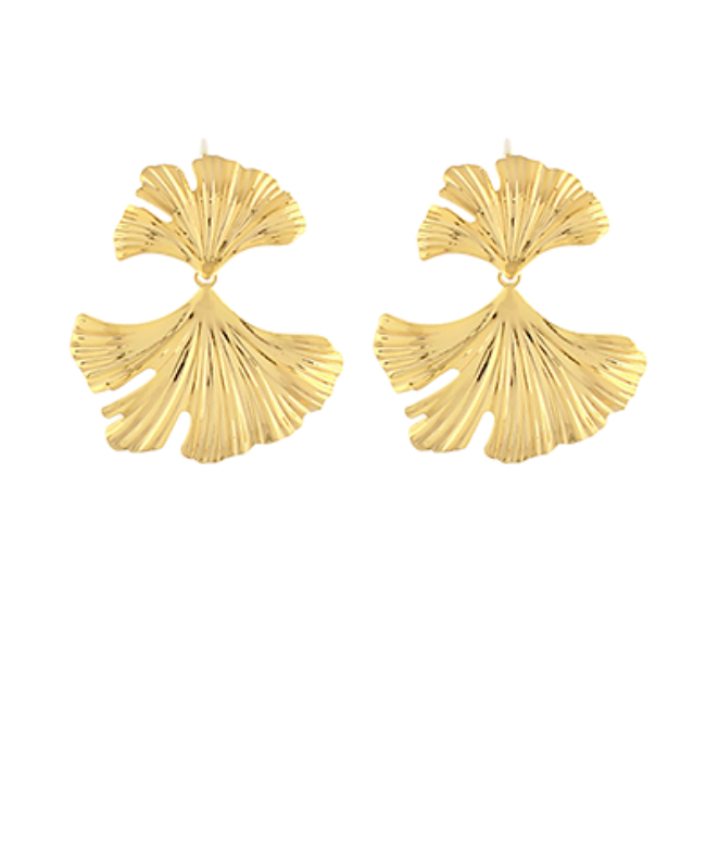 Ginkgo Leaf Duo Earrings - Gold