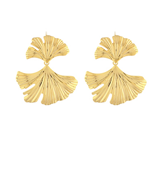 Ginkgo Leaf Duo Earrings - Gold