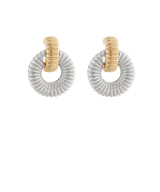 Omega Textured Door Knocker Earrings - Gold/Silver