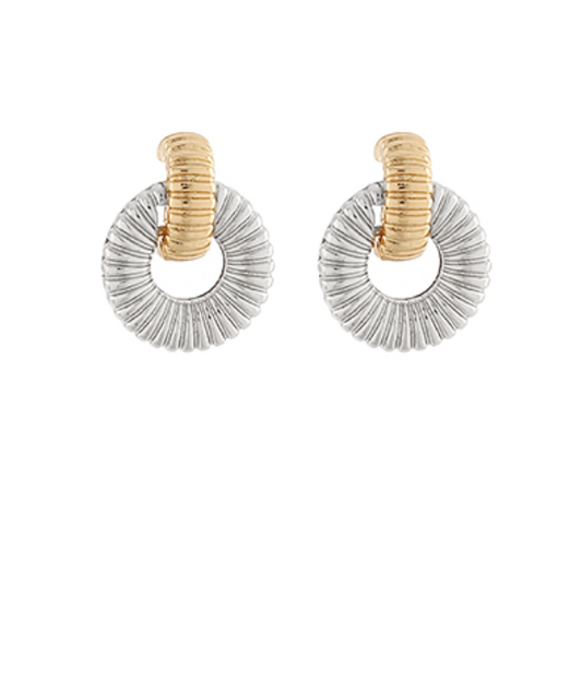 Omega Textured Door Knocker Earrings - Gold/Silver