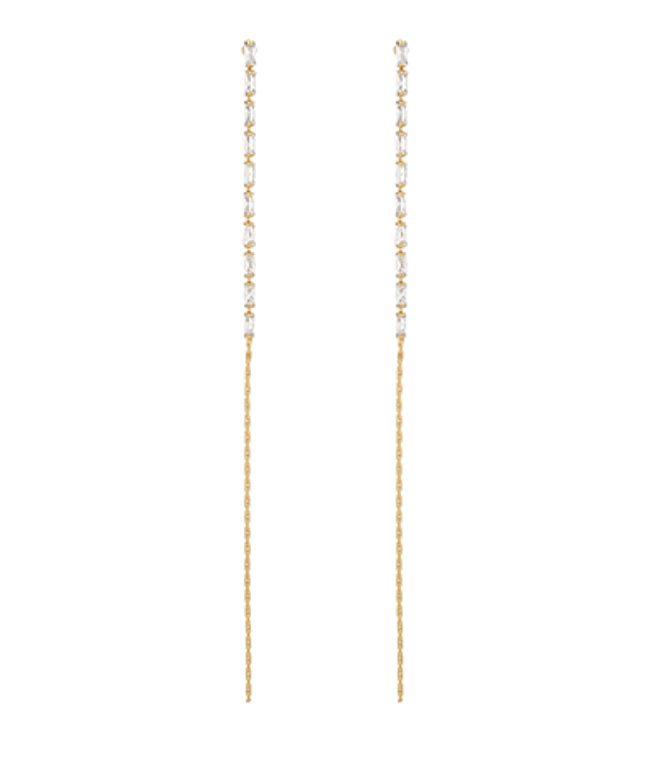 Baguette Long Earrings - Gold