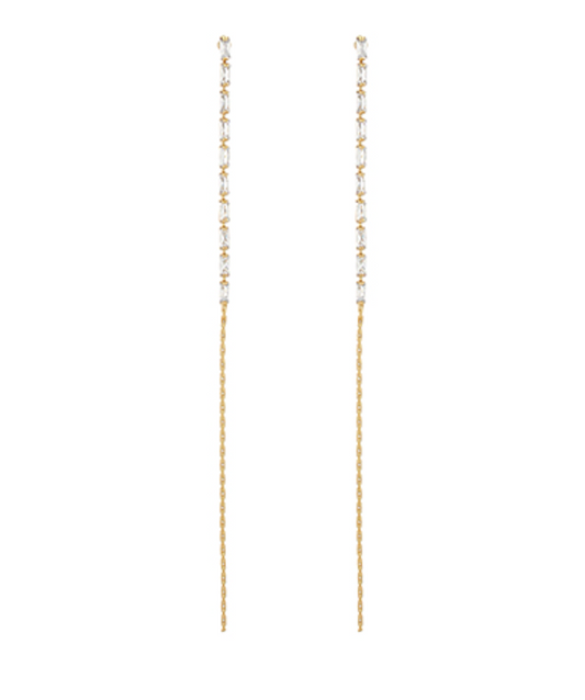 Baguette Long Earrings - Gold